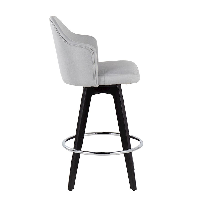LumiSource Ahoy 26" Counter Stool, Set of 2, Black/Chrome/GY