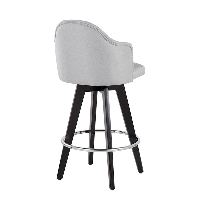 LumiSource Ahoy 26in Counter Stool Set of 2 | Black Wood, Chrome, Light Grey Fabric | Kitchen Island & Breakfast Bar | Model B26-AHOYUP2-SWVRBKLGY2