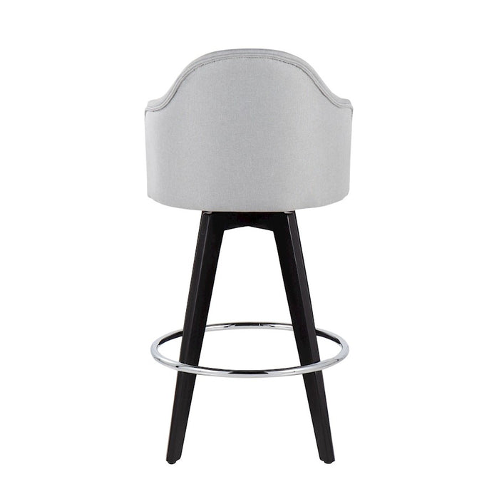 LumiSource Ahoy 26" Counter Stool, Set of 2, Black/Chrome/GY
