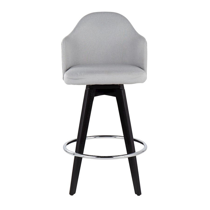 LumiSource Ahoy 26" Counter Stool, Set of 2, Black/Chrome/GY