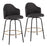 LumiSource Ahoy Counter Stool, Set/2, BK/Gold/CHAR - B26-AHOYUPCLAIREG2BKCHAR2