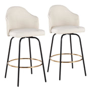 LumiSource Ahoy Counter Stool, Set/2, Black/Gold/Cream - B26-AHOYUPCLAIREG2BKCR2