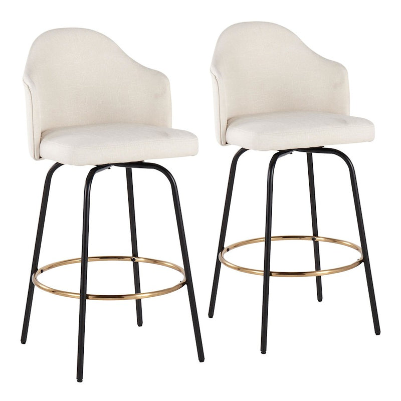 LumiSource Ahoy Counter Stool, Set/2, Black/Gold/Cream - B26-AHOYUPCLAIREG2BKCR2