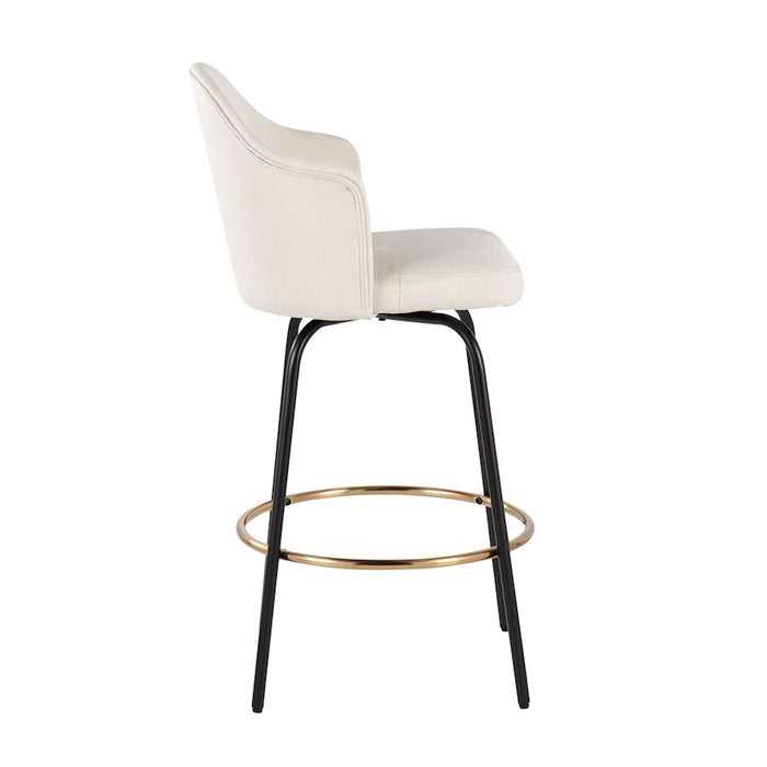 LumiSource Ahoy Counter Stool, Set of 2, Black/Gold/Cream