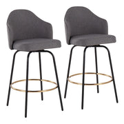LumiSource Ahoy Counter Stool, Set/2, Black/Gold/Grey - B26-AHOYUPCLAIREG2BKGY2
