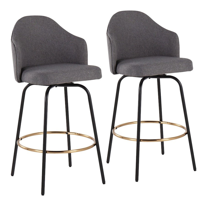LumiSource Ahoy Counter Stool, Set/2, Black/Gold/Grey - B26-AHOYUPCLAIREG2BKGY2