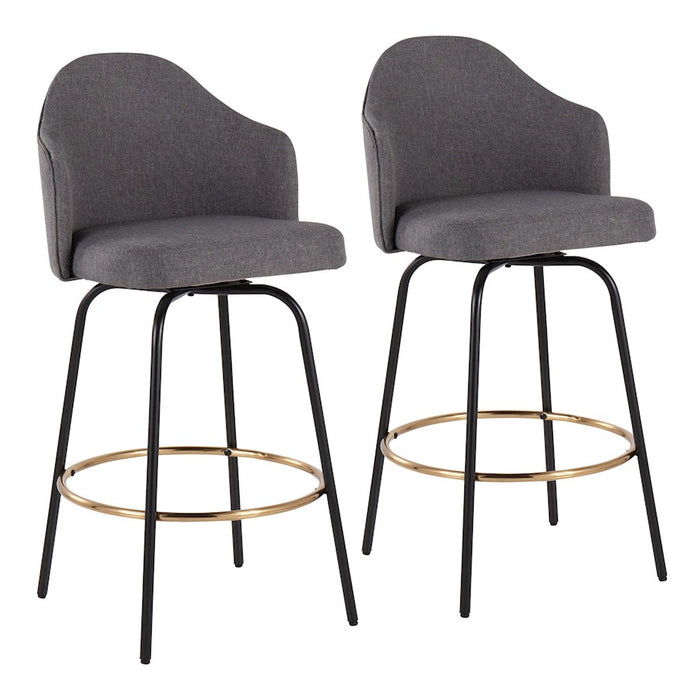 LumiSource Ahoy Counter Stool, Set/2, Black/Gold/Grey - B26-AHOYUPCLAIREG2BKGY2