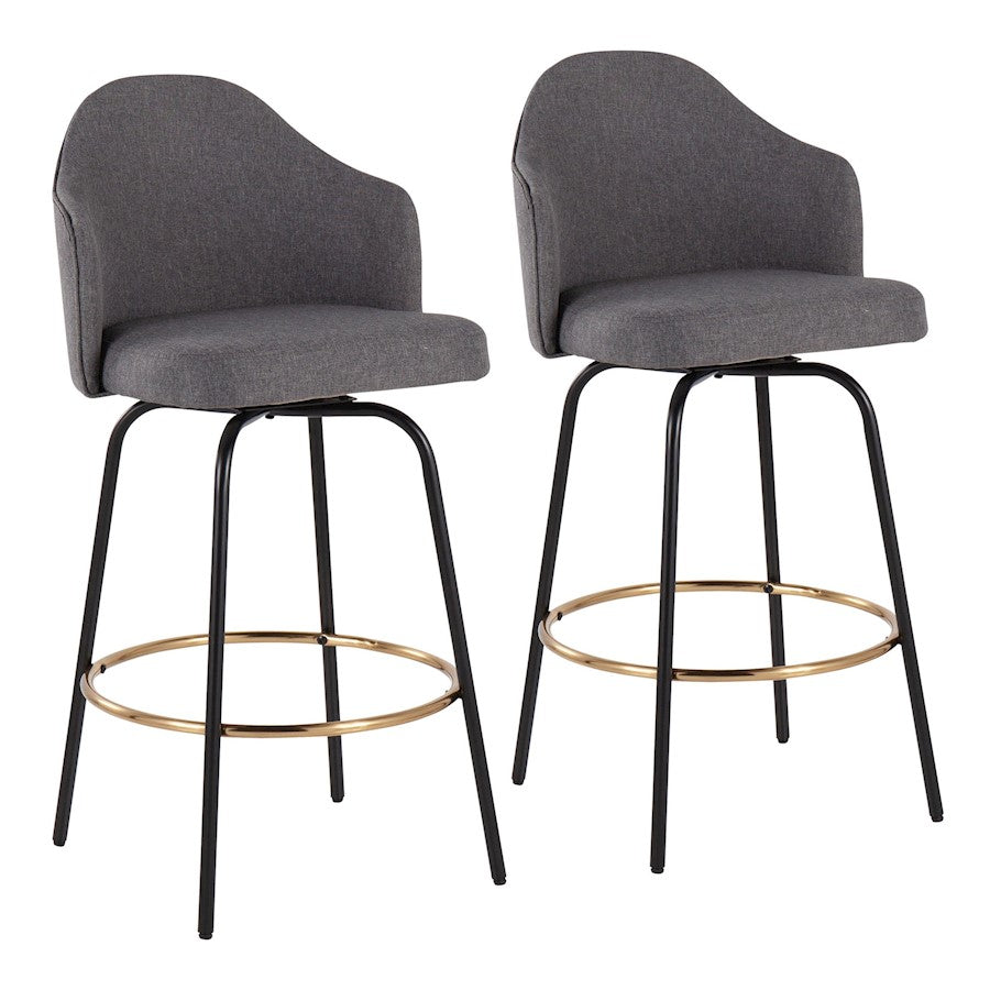 LumiSource Ahoy Counter Stool, Set/2, Black/Gold/Grey - B26-AHOYUPCLAIREG2BKGY2