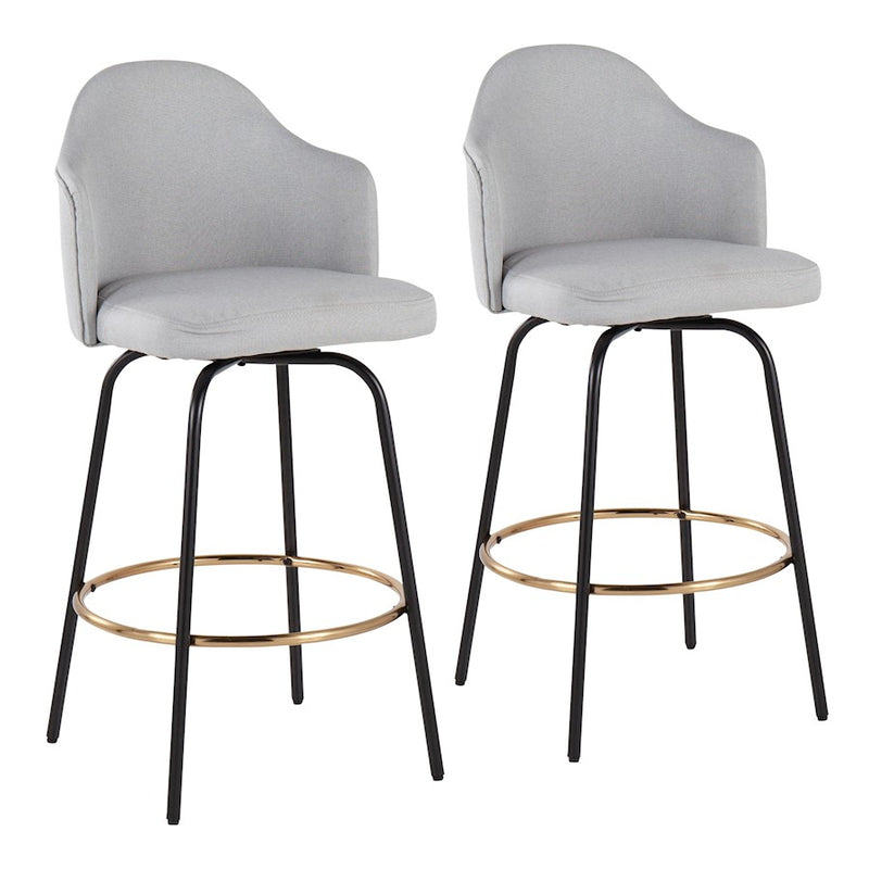 LumiSource Ahoy Counter Stool, Set/2, BK/Gold/Lt GY - B26-AHOYUPCLAIREG2BKLGY2