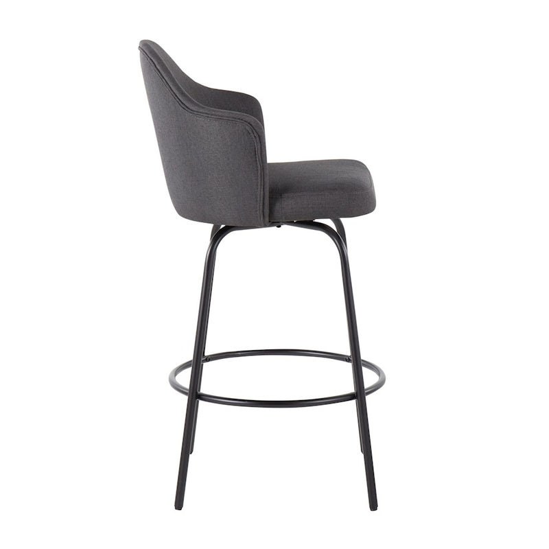 LumiSource Ahoy Counter Stool, Set of 2, Black/Charcoal