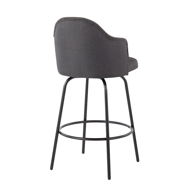 LumiSource Ahoy Counter Stool, Set of 2, Black/Charcoal