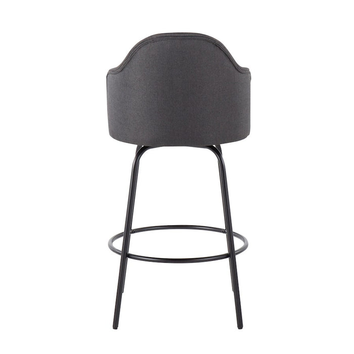 LumiSource Ahoy Counter Stool, Set of 2, Black/Charcoal