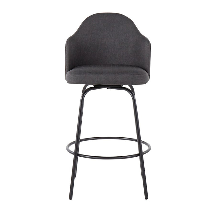 LumiSource Ahoy Counter Stool, Set of 2, Black/Charcoal