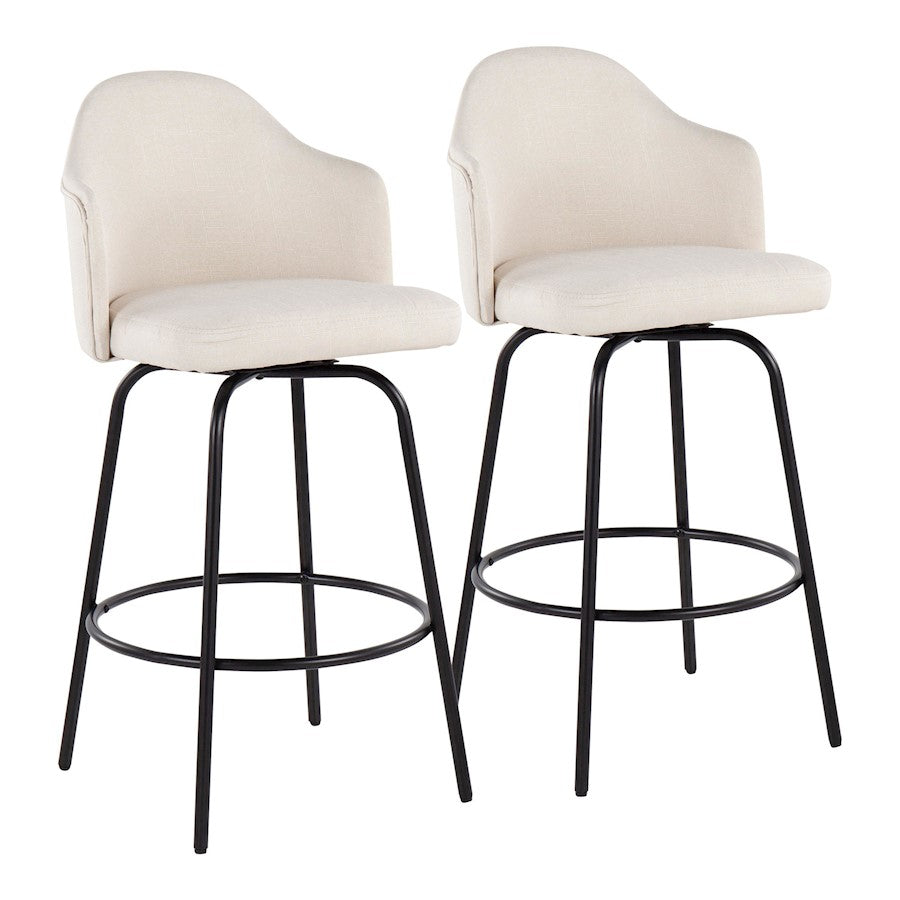 LumiSource Ahoy Counter Stool, Set of 2, Black/Cream - B26-AHOYUPCLAIREQ2BKCR2