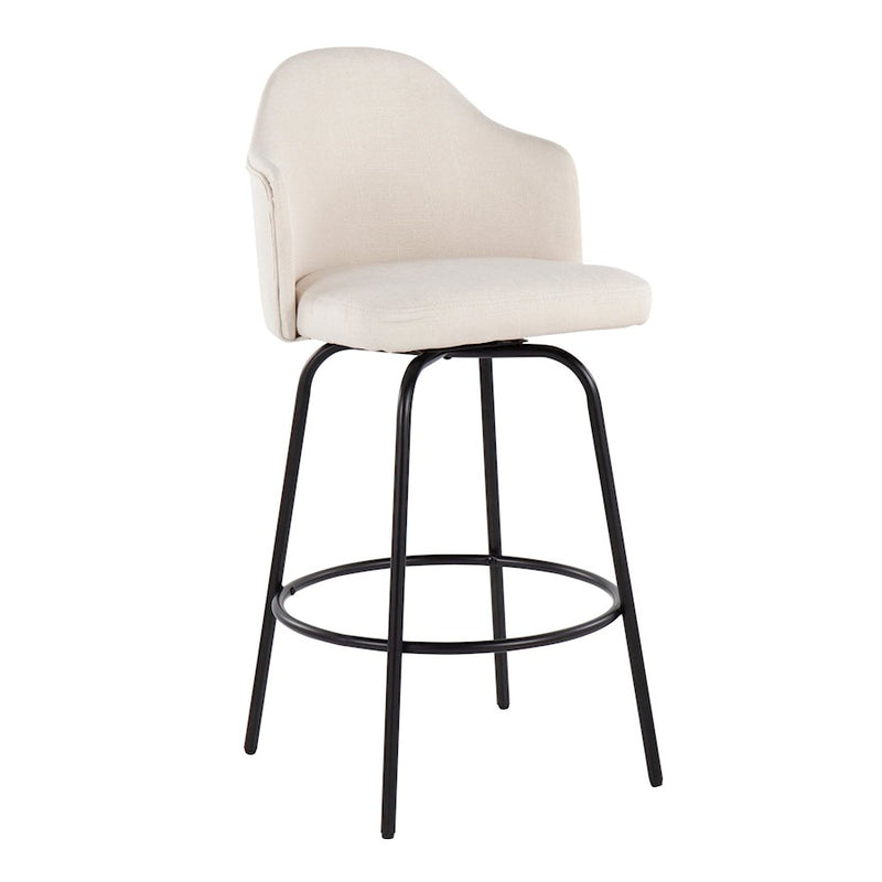 LumiSource Ahoy Counter Stool, Set of 2, Black/Cream