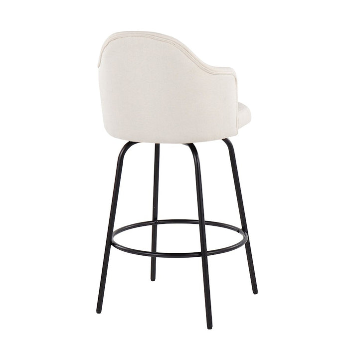 LumiSource Ahoy Counter Stool, Set of 2, Black/Cream