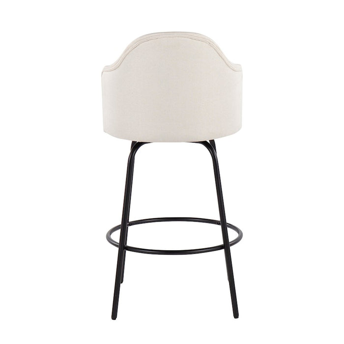 LumiSource Ahoy Counter Stool, Set of 2, Black/Cream