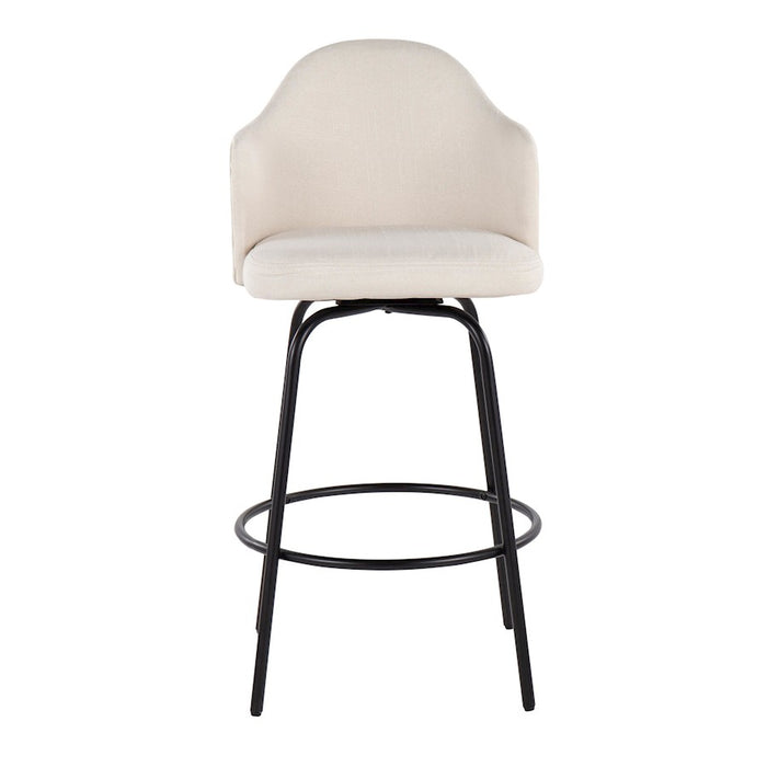 LumiSource Ahoy Counter Stool, Set of 2, Black/Cream