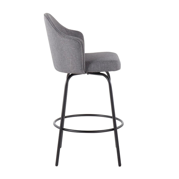 LumiSource Ahoy Counter Stool, Set of 2, Black/Grey