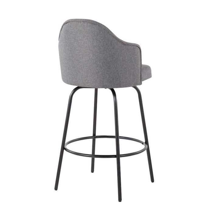 LumiSource Ahoy Counter Stool, Set of 2, Black/Grey