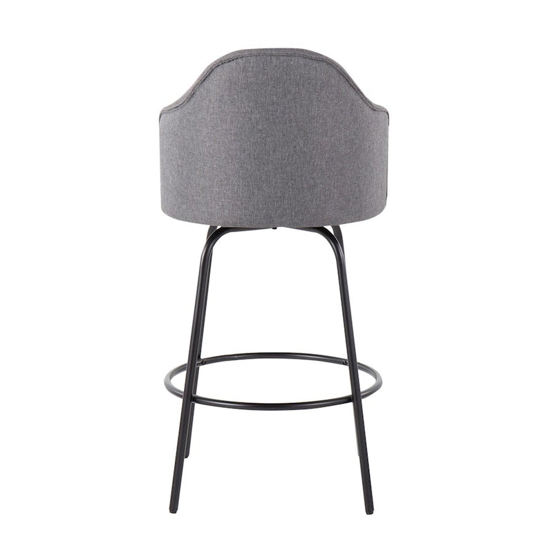 LumiSource Ahoy Counter Stool, Set of 2, Black/Grey
