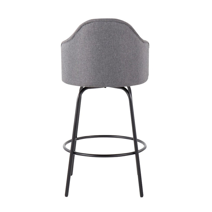 LumiSource Ahoy Counter Stool, Set of 2, Black/Grey