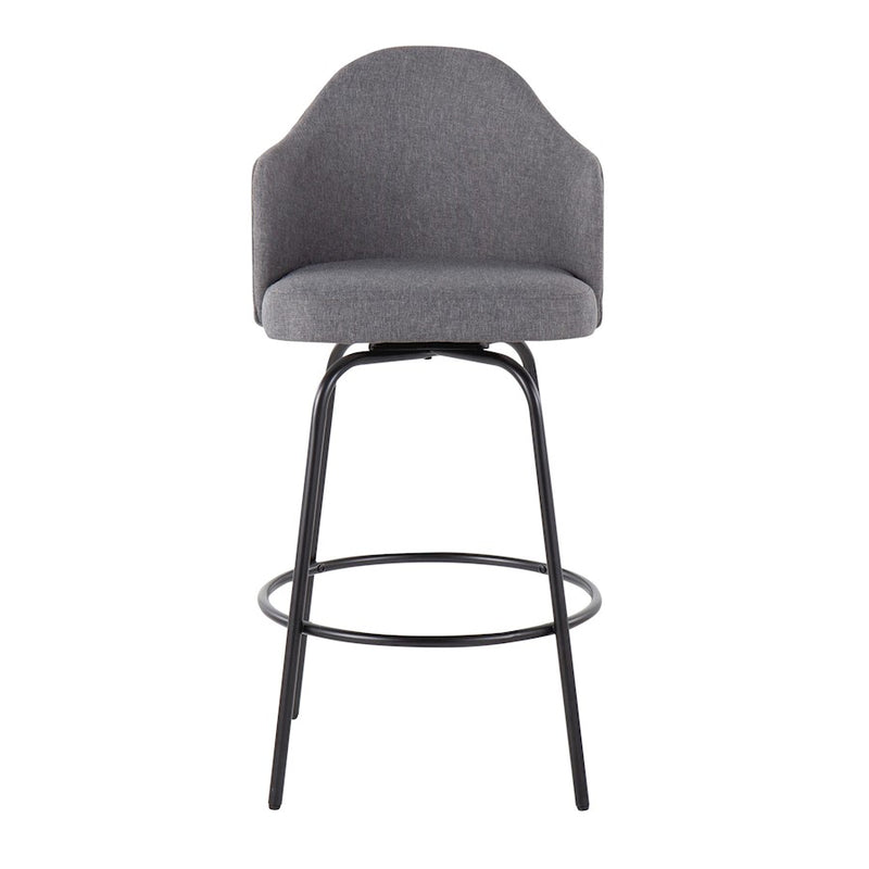 LumiSource Ahoy Counter Stool, Set of 2, Black/Grey