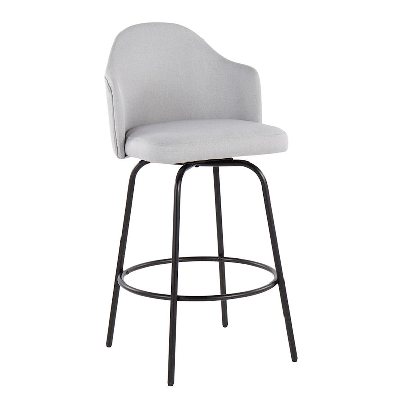 LumiSource Ahoy Counter Stool, Set of 2, Black/Lt Grey
