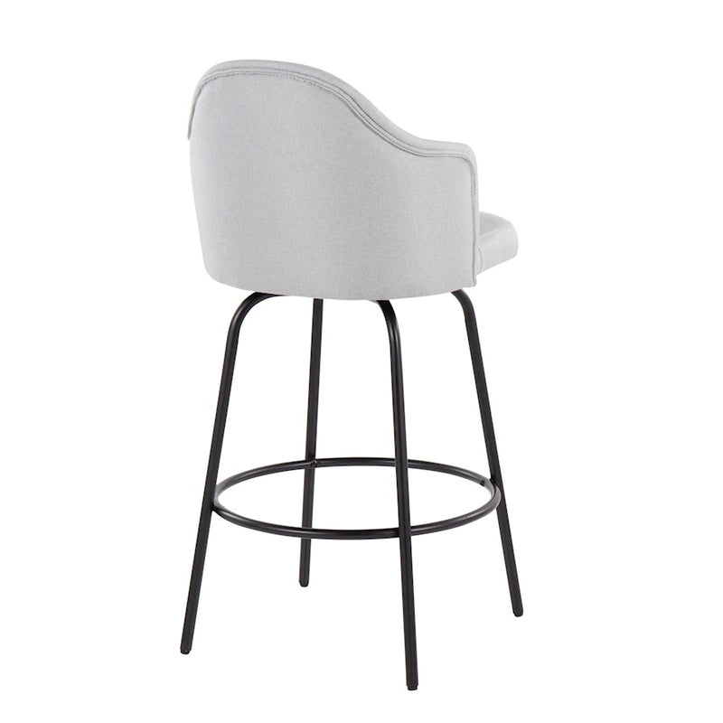 LumiSource Ahoy Counter Stool, Set of 2, Black/Lt Grey