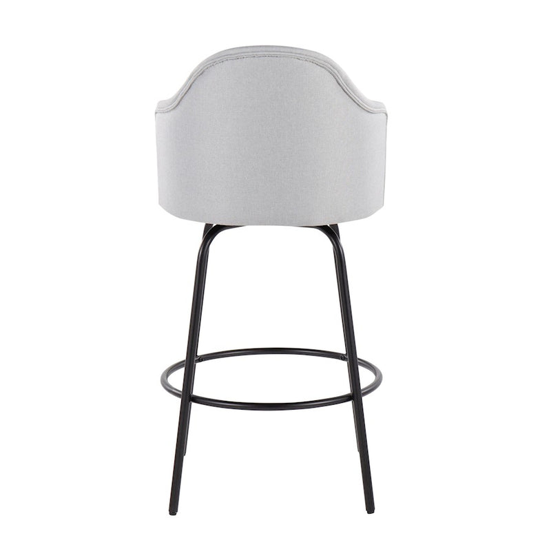 LumiSource Ahoy Counter Stool, Set of 2, Black/Lt Grey