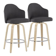 LumiSource Ahoy Counter Stool, Set/2, NAT/CH/Charcoal - B26-AHOYUPGRT-R2NACHAR2