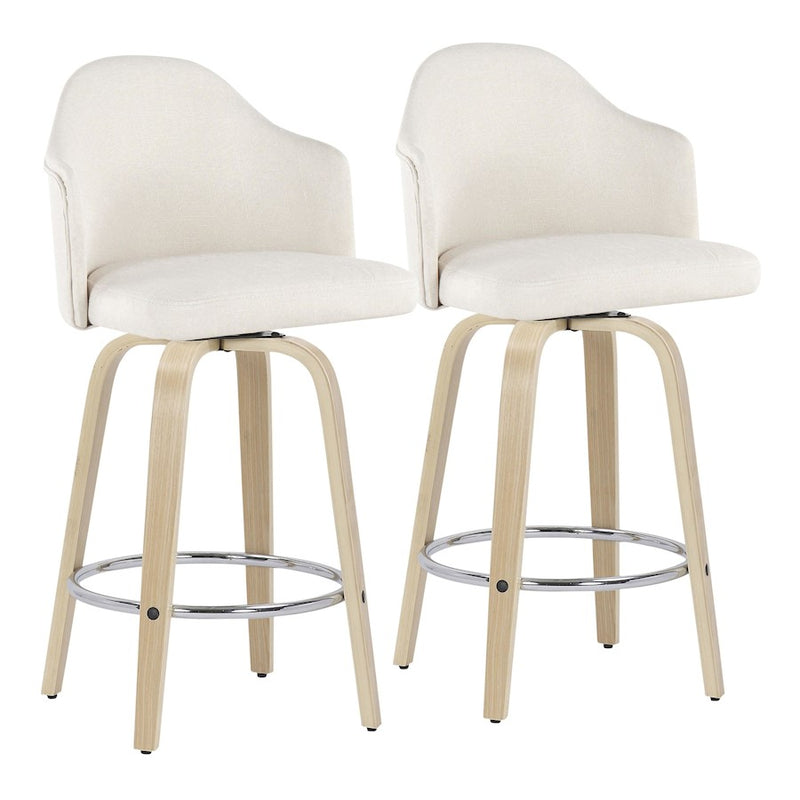 LumiSource Ahoy Counter Stool, Set/2, Natural/CH/Cream - B26-AHOYUPGRT-R2NACR2