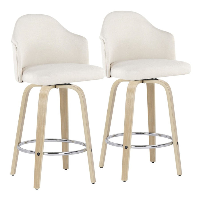 LumiSource Ahoy Counter Stool, Set/2, Natural/CH/Cream - B26-AHOYUPGRT-R2NACR2