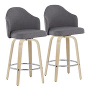LumiSource Ahoy Counter Stool, Set/2, Natural/CH/GY - B26-AHOYUPGRT-R2NAGY2