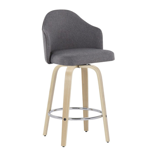 LumiSource Ahoy Counter Stool, Set of 2, Natural/Chrome/GY