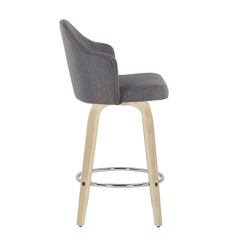 LumiSource Ahoy Counter Stool, Set of 2, Natural/Chrome/GY