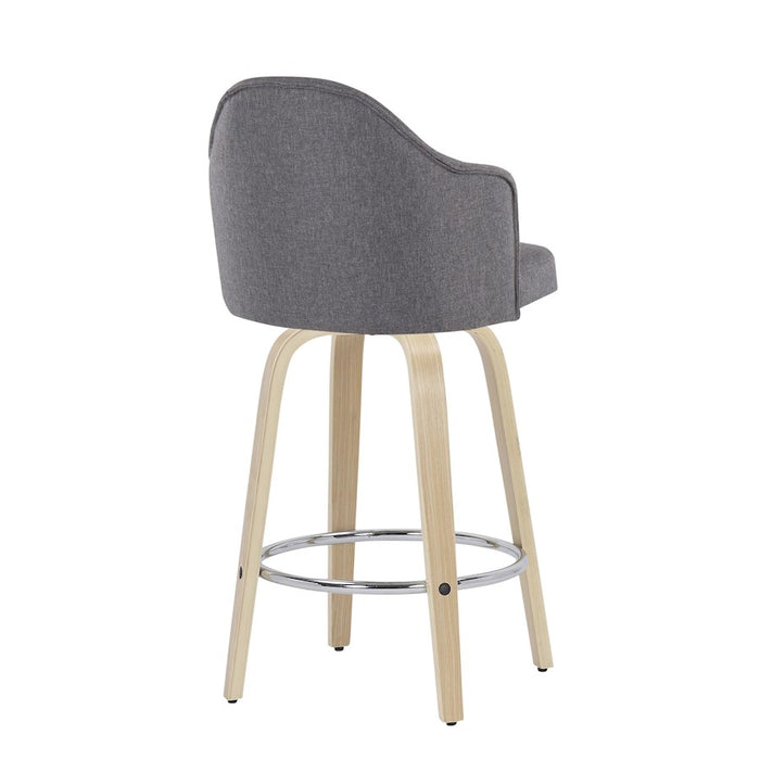 LumiSource Ahoy Counter Stool, Set of 2, Natural/Chrome/GY