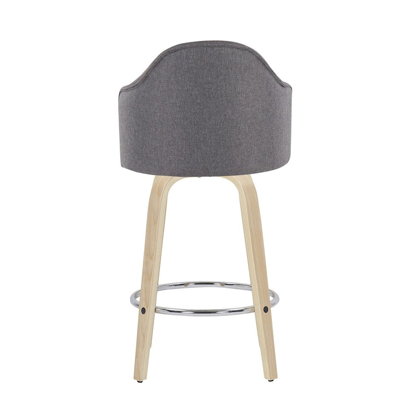 LumiSource Ahoy Counter Stool, Set of 2, Natural/Chrome/GY