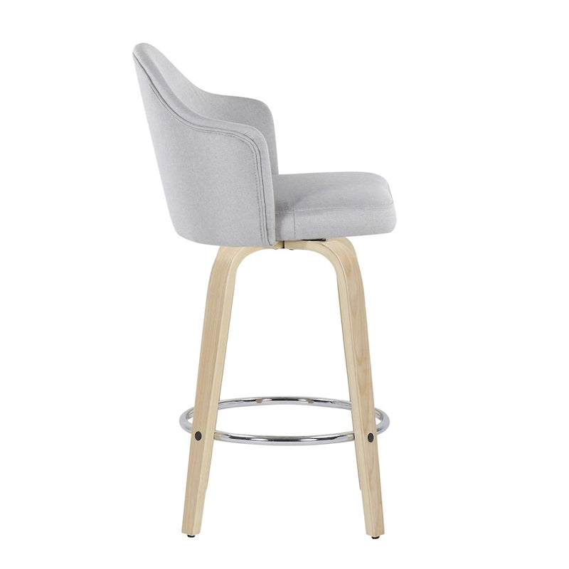 LumiSource Ahoy Counter Stool, Set of 2, Natural/Chrome/Lt GY