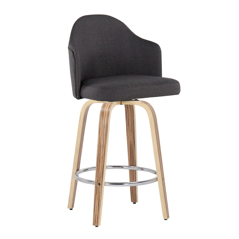 LumiSource Ahoy Counter Stool, Set of 2, Zebra/Chrome/Charcoal
