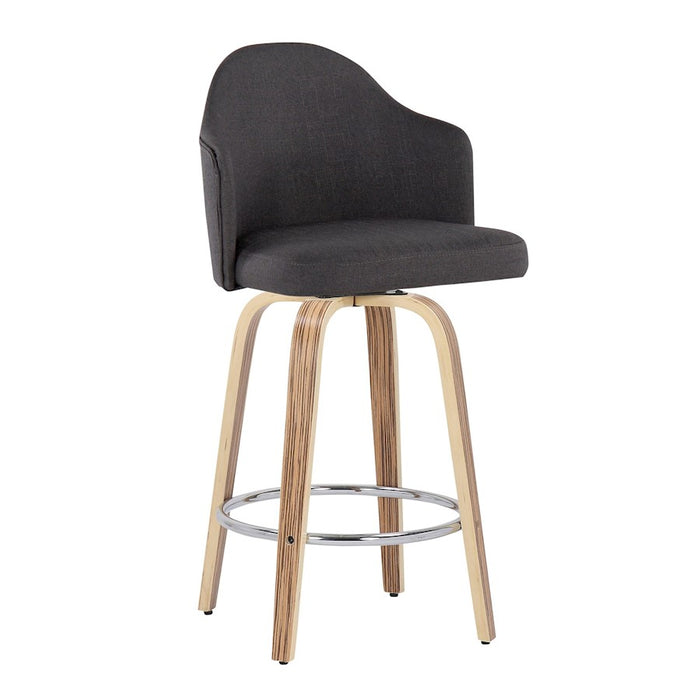LumiSource Ahoy Counter Stool, Set of 2, Zebra/Chrome/Charcoal