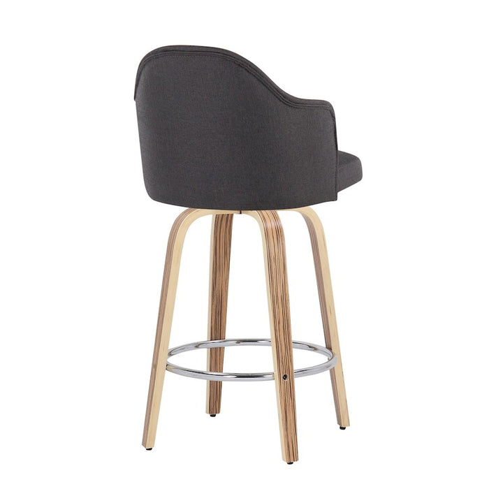 LumiSource Ahoy Counter Stool, Set of 2, Zebra/Chrome/Charcoal