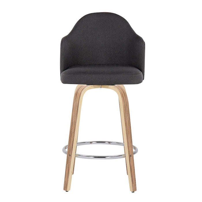 LumiSource Ahoy Counter Stool, Set of 2, Zebra/Chrome/Charcoal