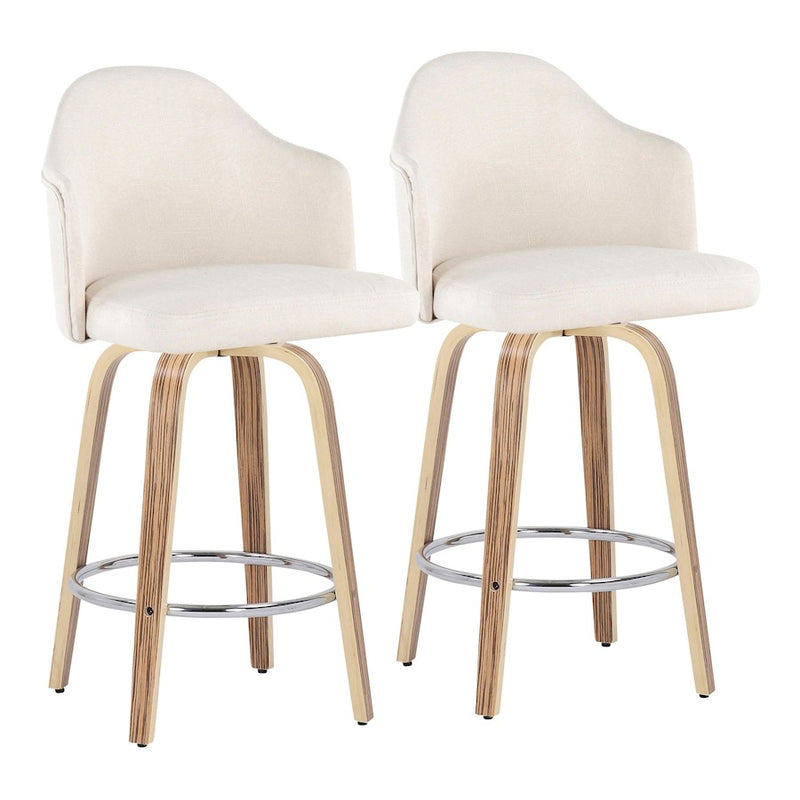 LumiSource Ahoy Counter Stool, Set/2, Zebra/Chrome/Cream - B26-AHOYUPGRT-R2ZBCR2