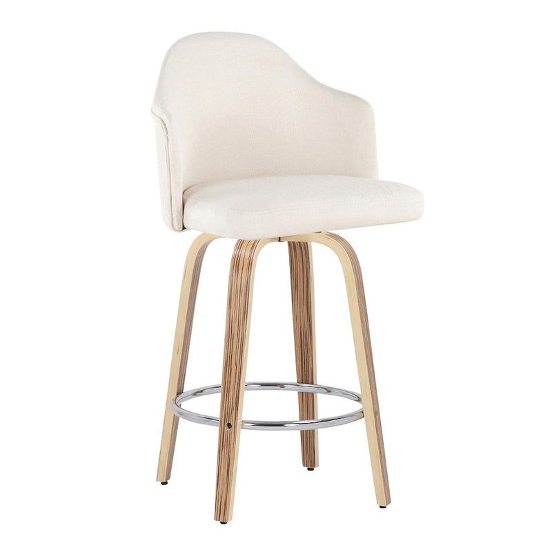LumiSource Ahoy Counter Stool, Set of 2, Zebra/Chrome/Cream