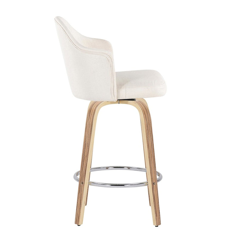 LumiSource Ahoy Counter Stool, Set of 2, Zebra/Chrome/Cream