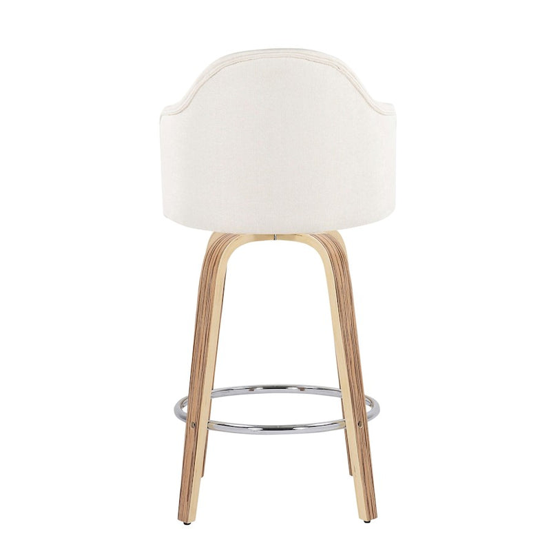 LumiSource Ahoy Counter Stool, Set of 2, Zebra/Chrome/Cream