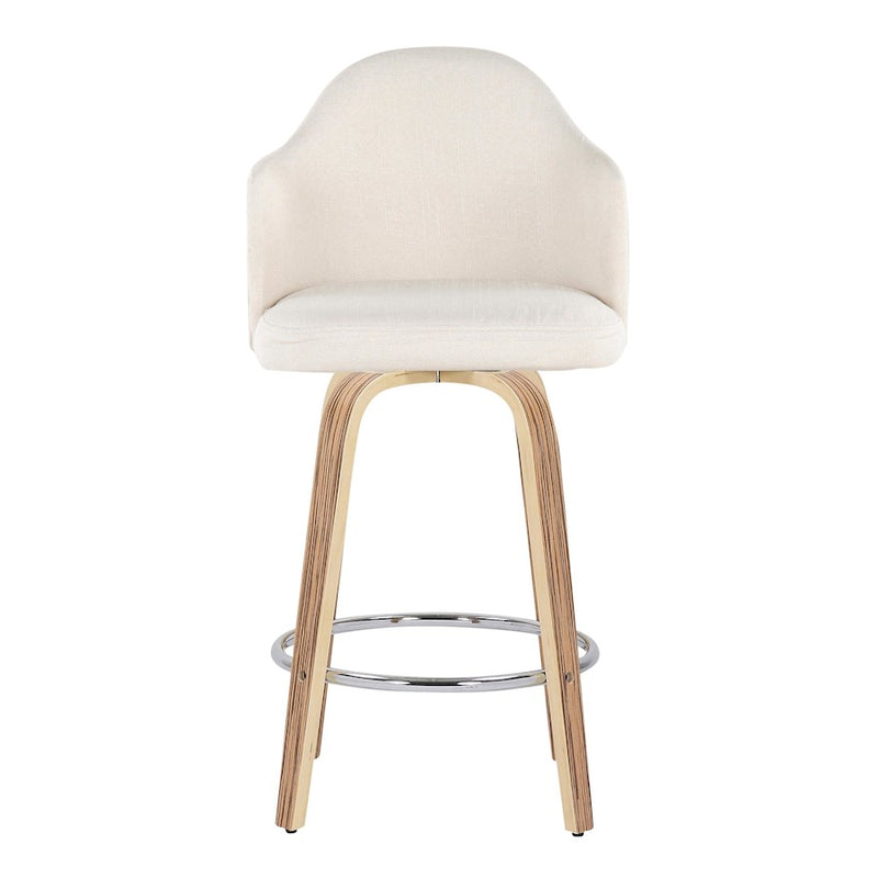 LumiSource Ahoy Counter Stool, Set of 2, Zebra/Chrome/Cream