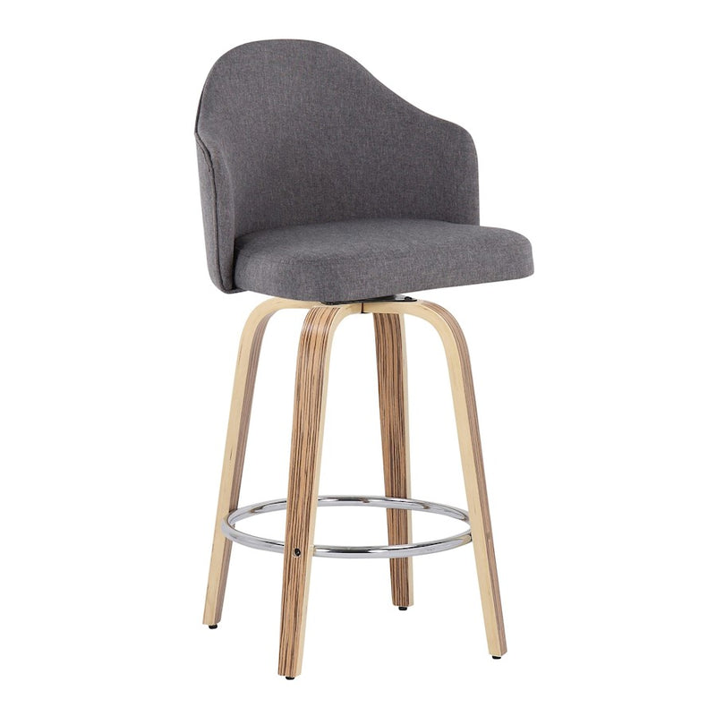 LumiSource Ahoy Counter Stool, Set of 2, Zebra/Chrome/Grey