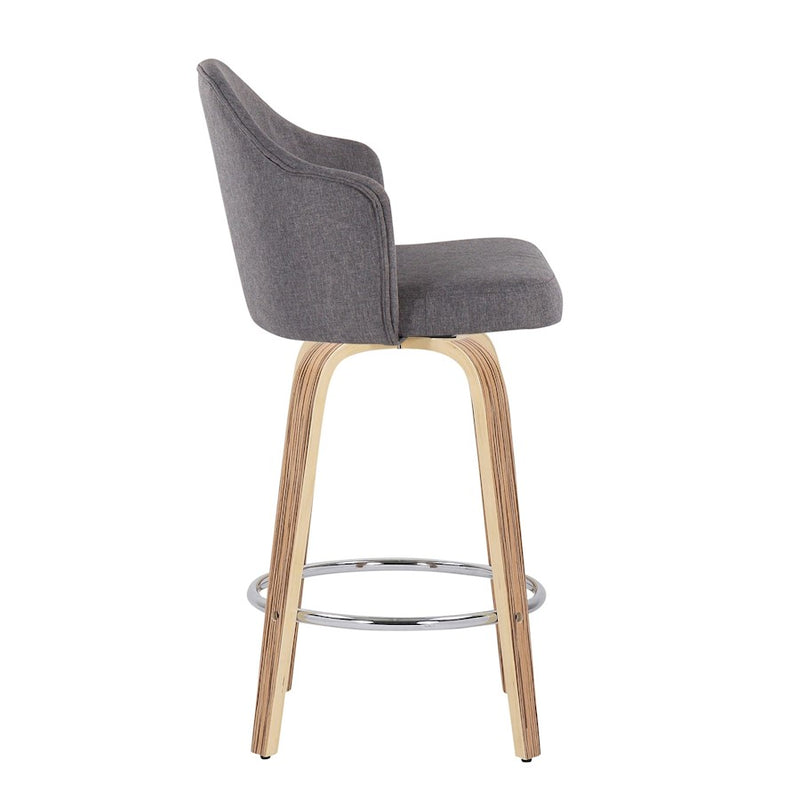 LumiSource Ahoy Counter Stool, Set of 2, Zebra/Chrome/Grey